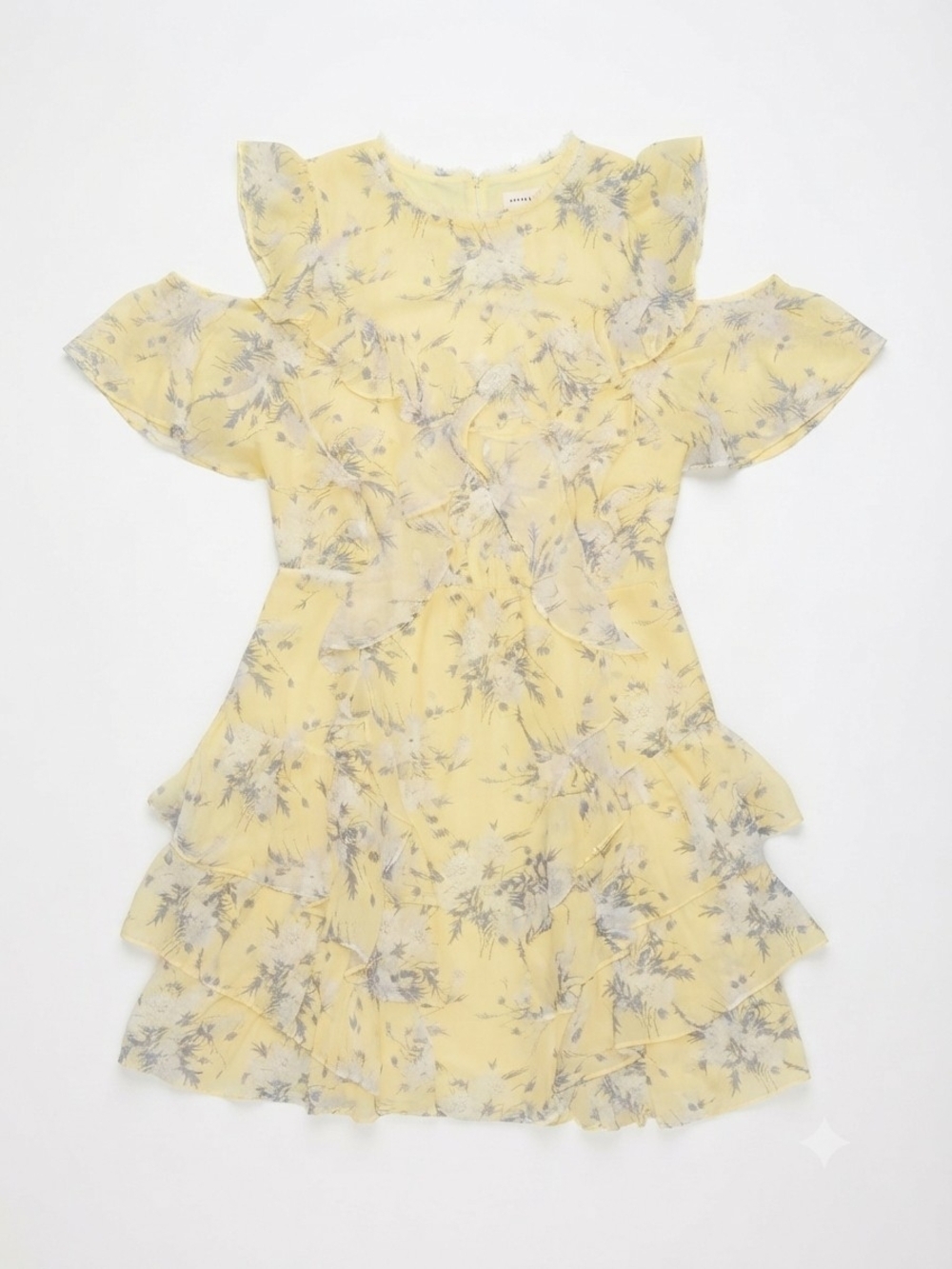 Rebecca Taylor Silk Floral Cold Shoulder Ruffled Dress EUC Size 6